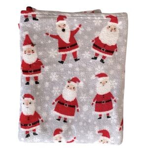 NANTUCKET DISTRIBUTION Holiday Fleece Throw Blanket Christmas Gray Santas 50X64